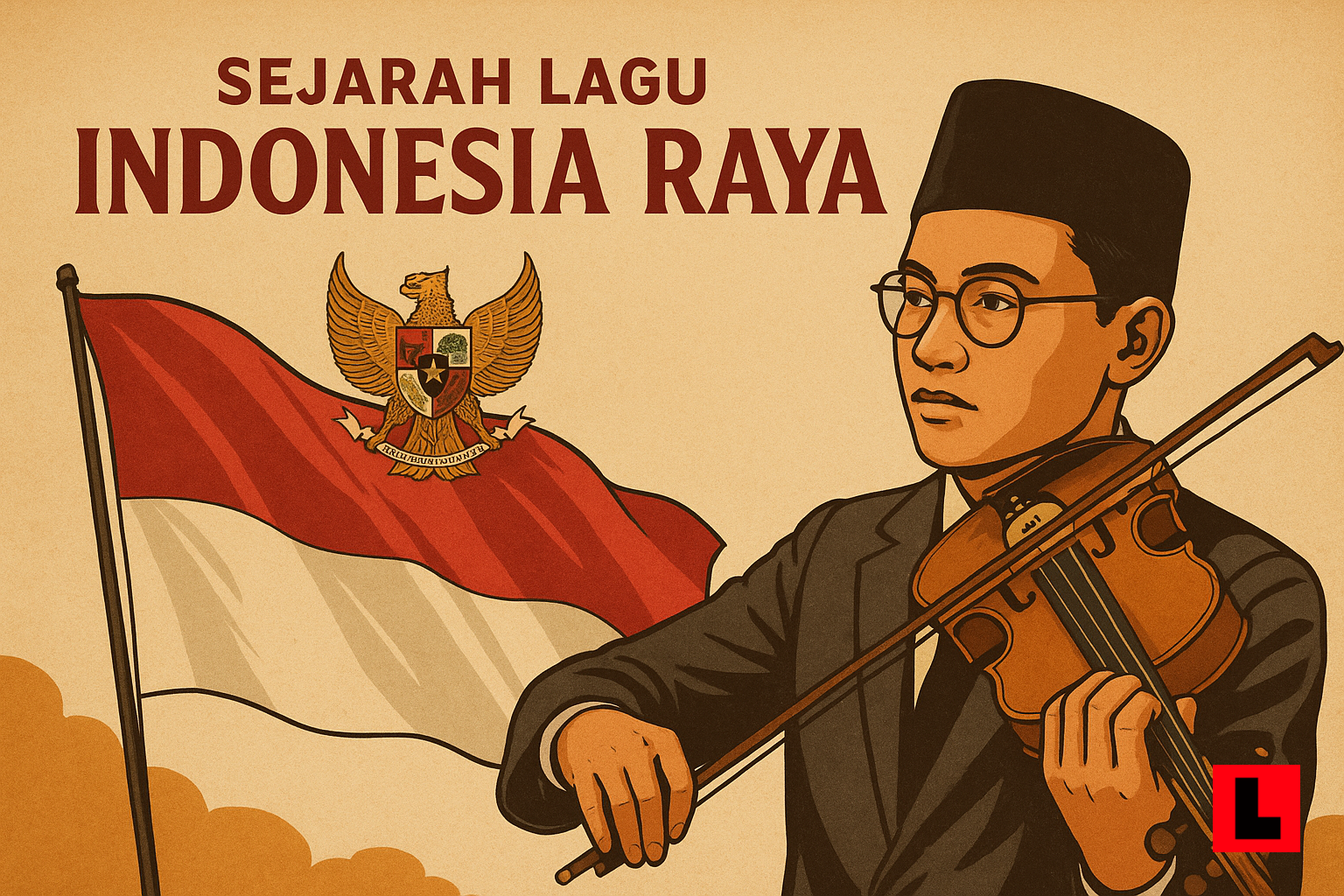 Ilustrasi “Wage Rudolf Soepratman dan Lahirnya Indonesia Raya”